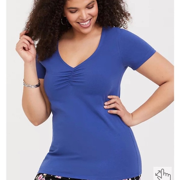 torrid Tops - Blue V neck Top, Torrid